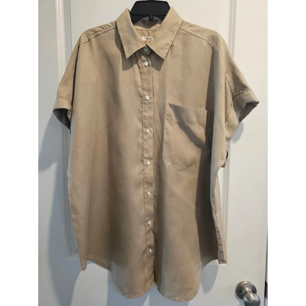 Banana Republic Linen Button Down Shirt XL Tall Short Sleeve Casual Men's‎ Fall